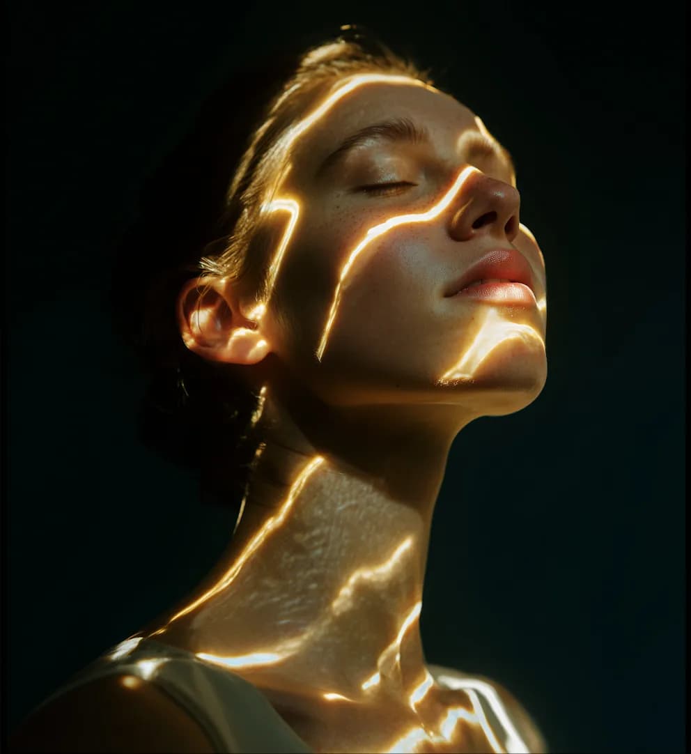 woman in light rays
